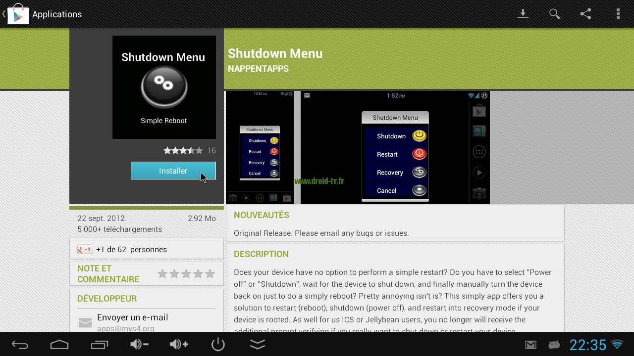 Shutdown Menu google play Droid-TV.fr