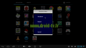 Shutdown Menu choix Shutdown Droid-TV.fr