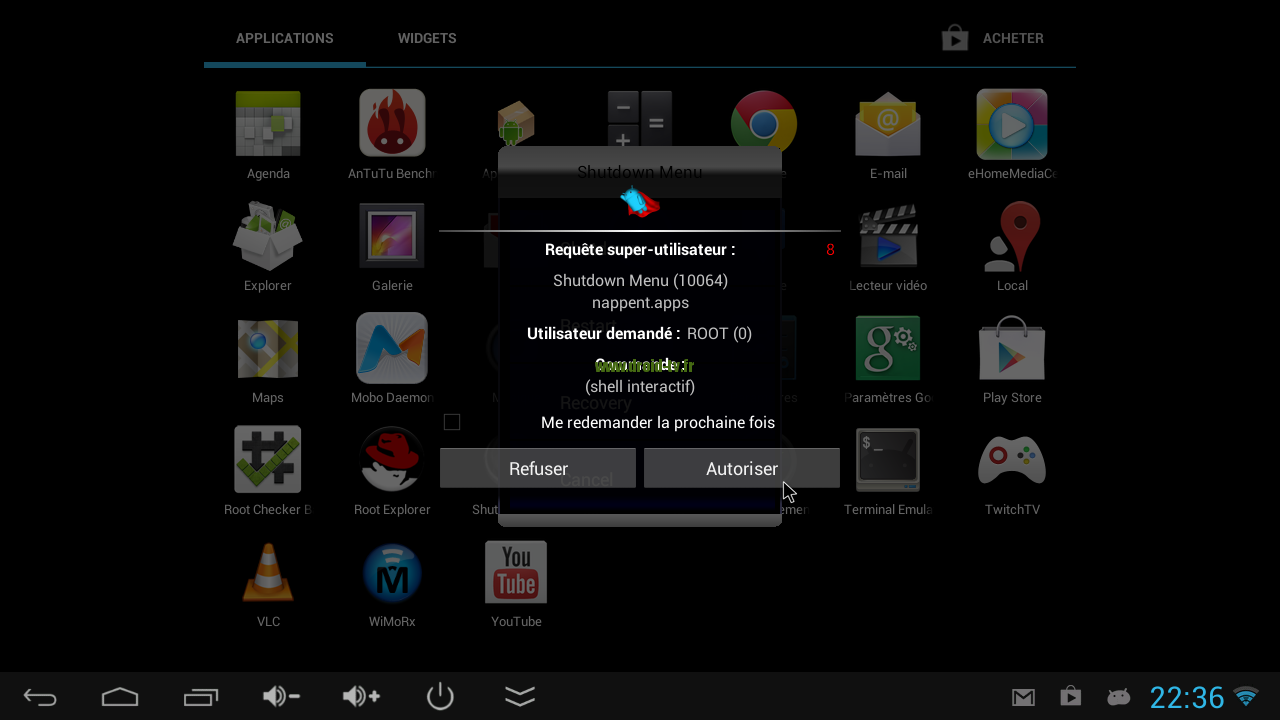 Shutdown Menu superSU Droid-TV.fr