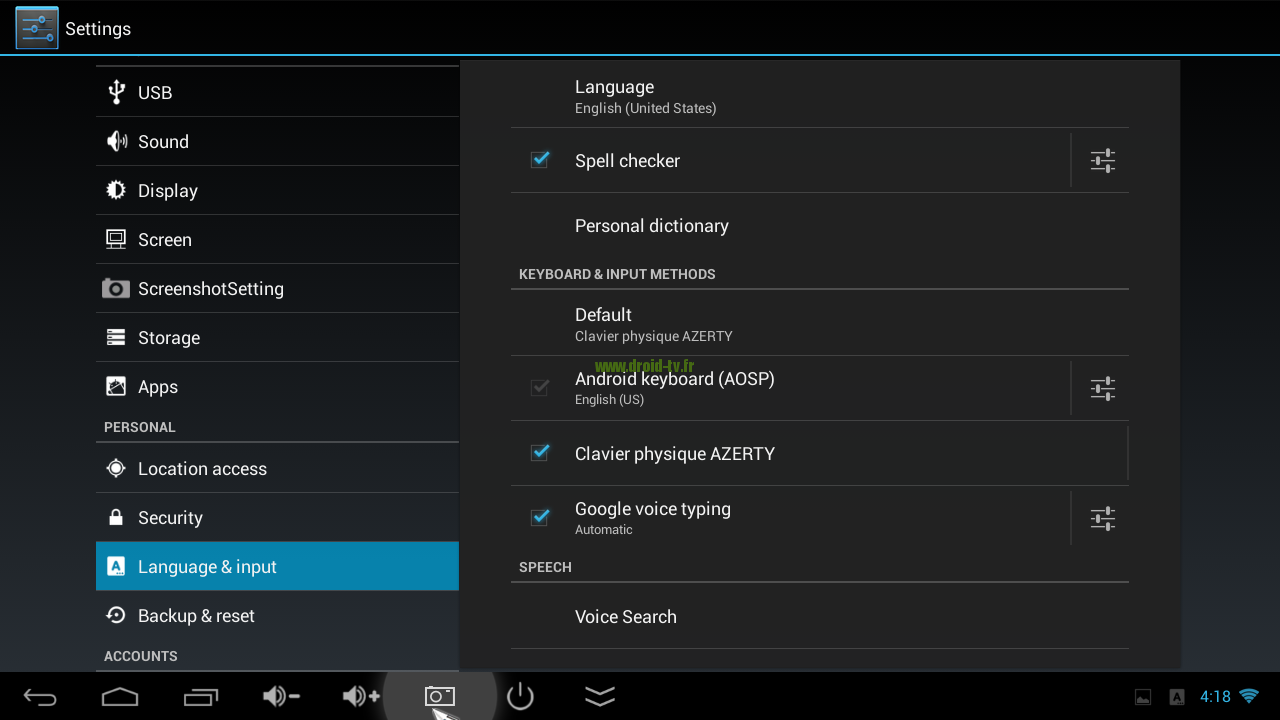 Configuration dongle TV