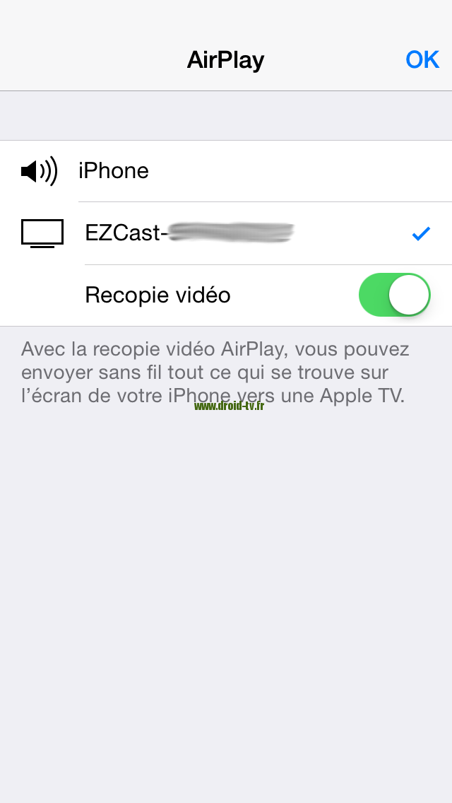 Recopie vidéo EZCast Droid-TV.fr