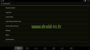 Ecran principal RetroArch box Android M8 Droid-TV.fr