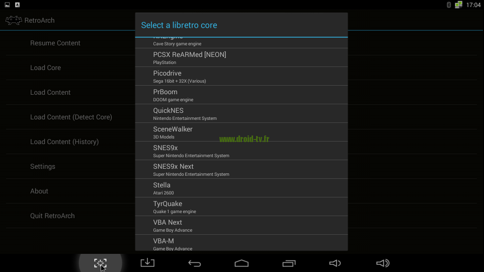 Choix émulateur RetroArch box Android M8 Droid-TV.fr