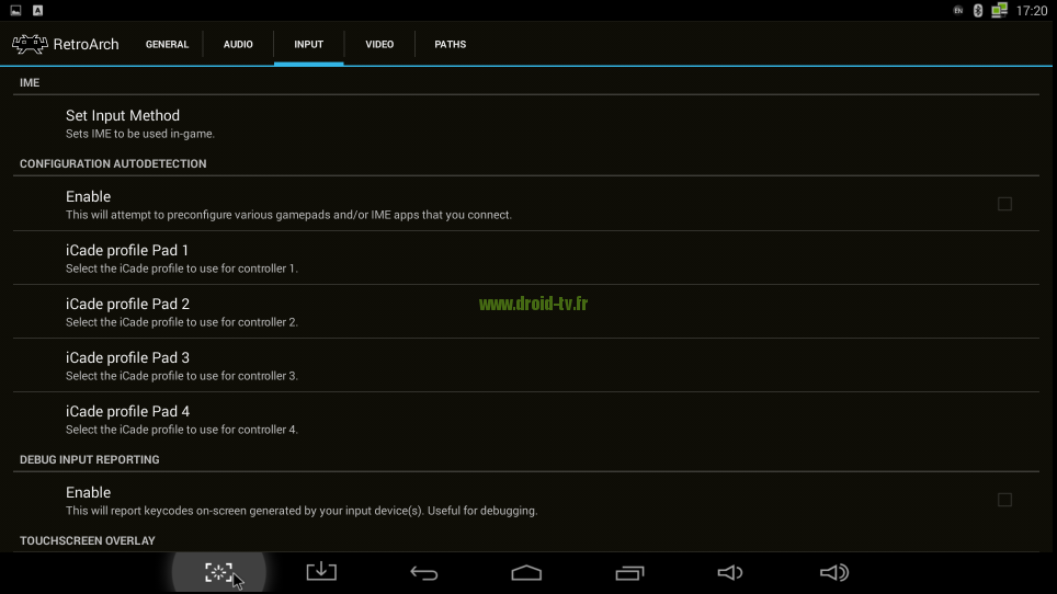 Décocher auto détection RetroArch box Android M8 Droid-TV.fr