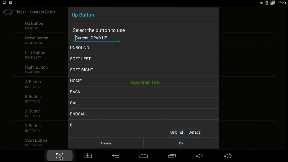 Configuration touche RetroArch box Android M8 Droid-TV.fr