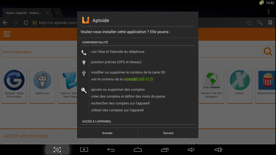Installation Aptoide Android Droid-TV.fr