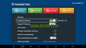 Adresse IP¨controle a distance box Android M8 Droid-TV.fr