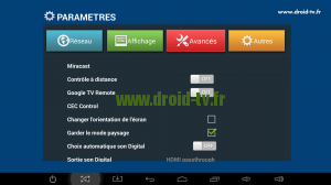 Onglet avancés paramètres box Android M8 Droid-TV.fr