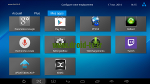 Lancer application SettingsMbox box Android M8 Droid-TV.fr