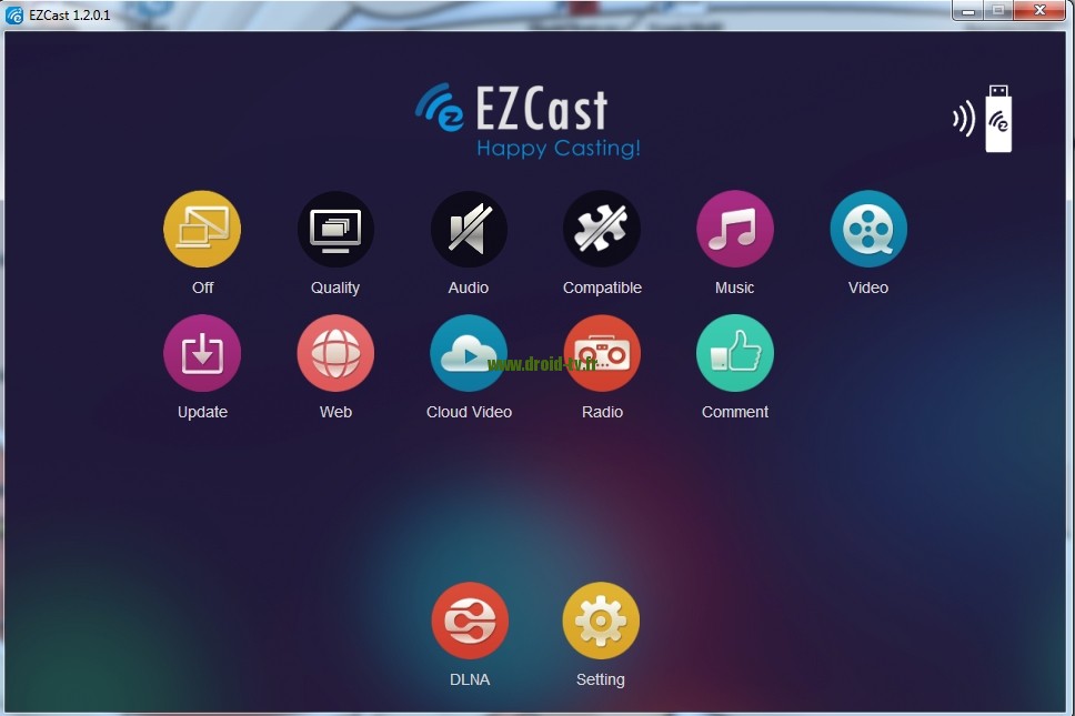 Ecran principal EZcast pour Windows Droid-TV.fr