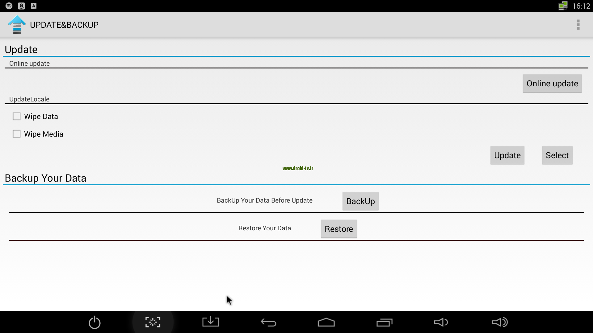 Application UPDATE&BACKUP Droid-TV.fr