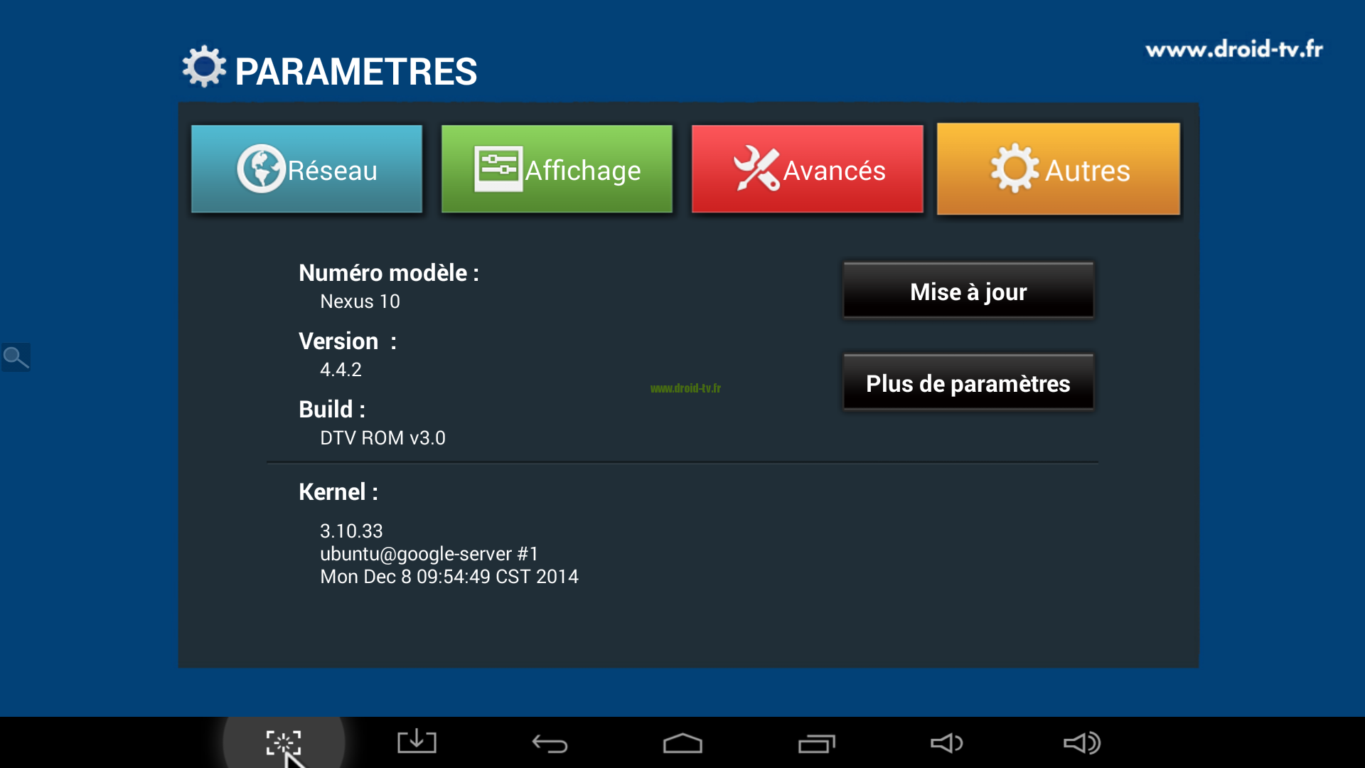 Accès paramètres Android Droid-TV.fr