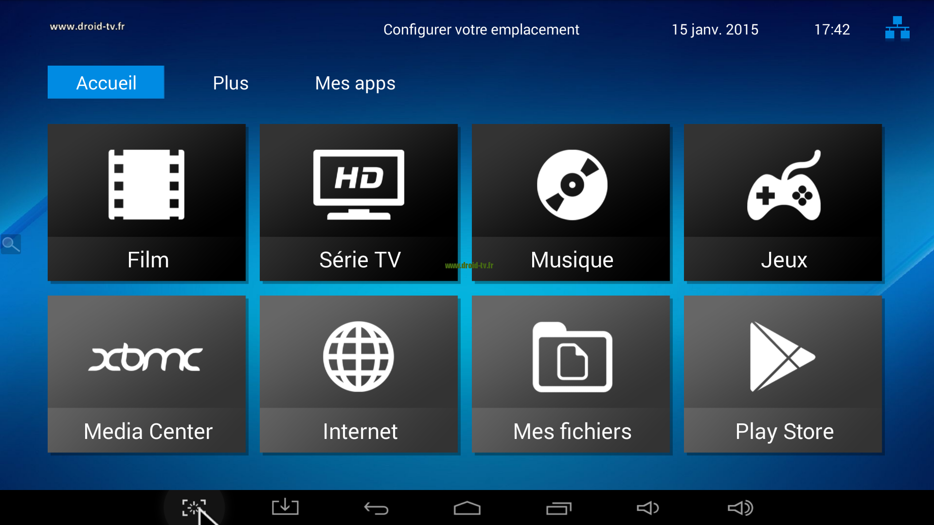 Accueil tableau de bord Android Droid-TV.fr