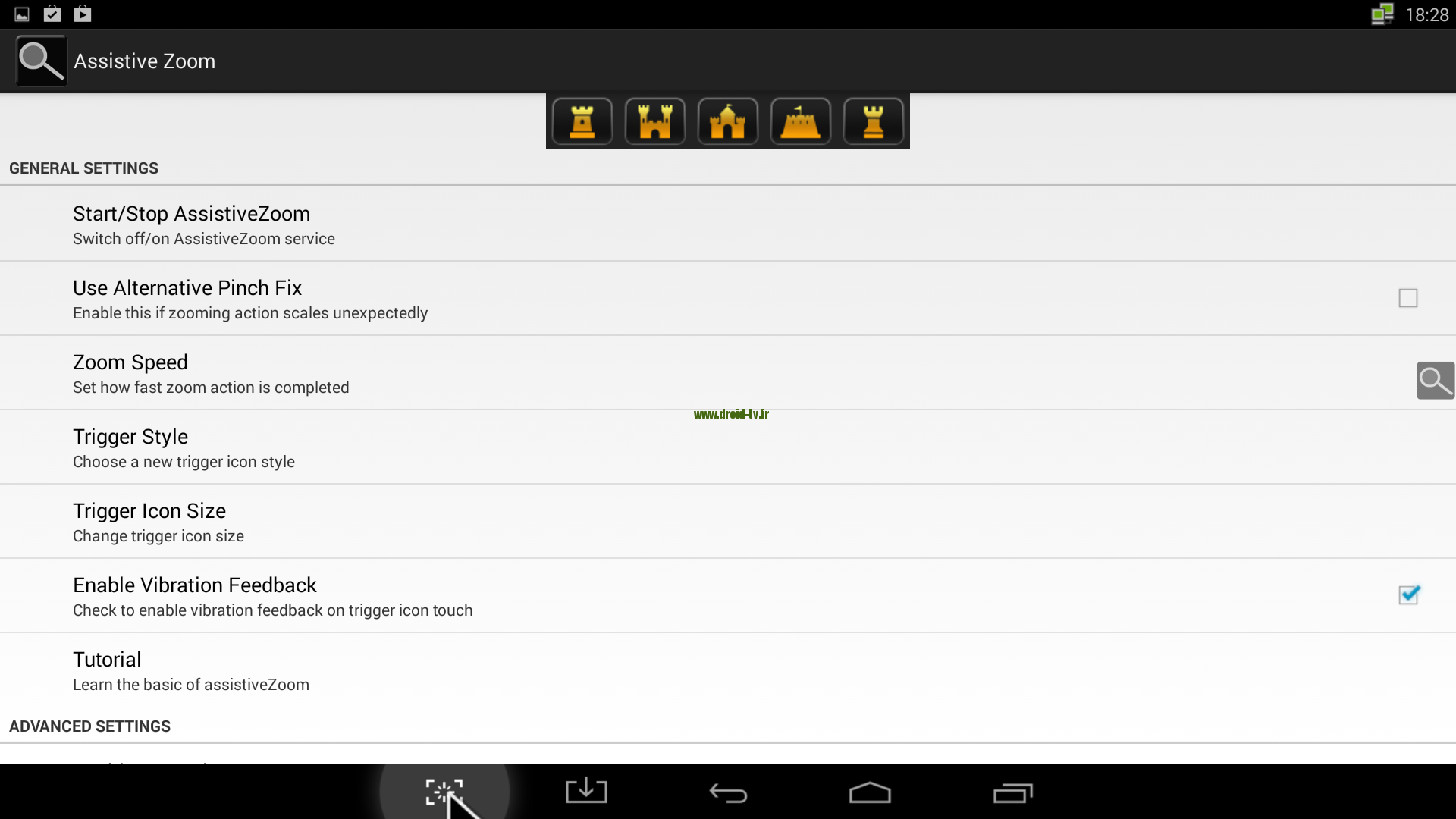 Menu configuration Alternative Zoom Droid-TV.fr