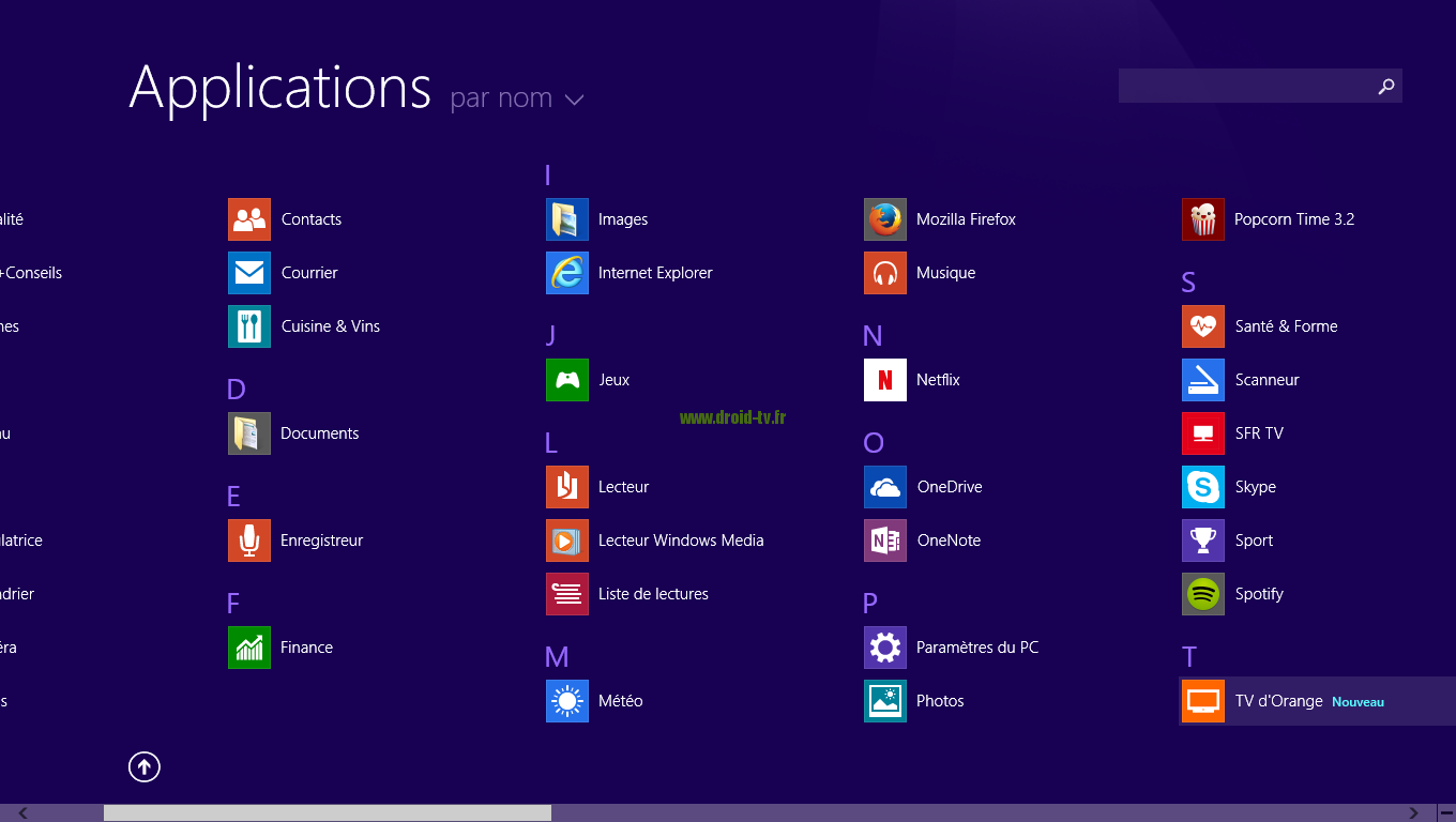 Exemple applications Windows 8.1 WinBox-TV.fr