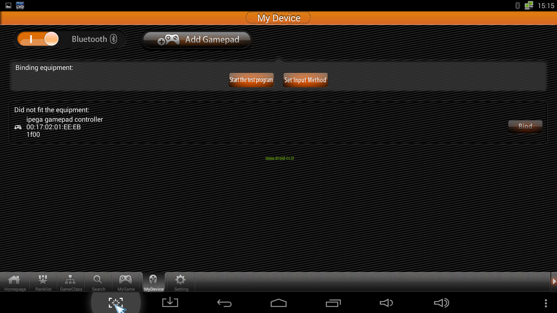 Bind manette IPEGA Game Center Droid-TV.fr