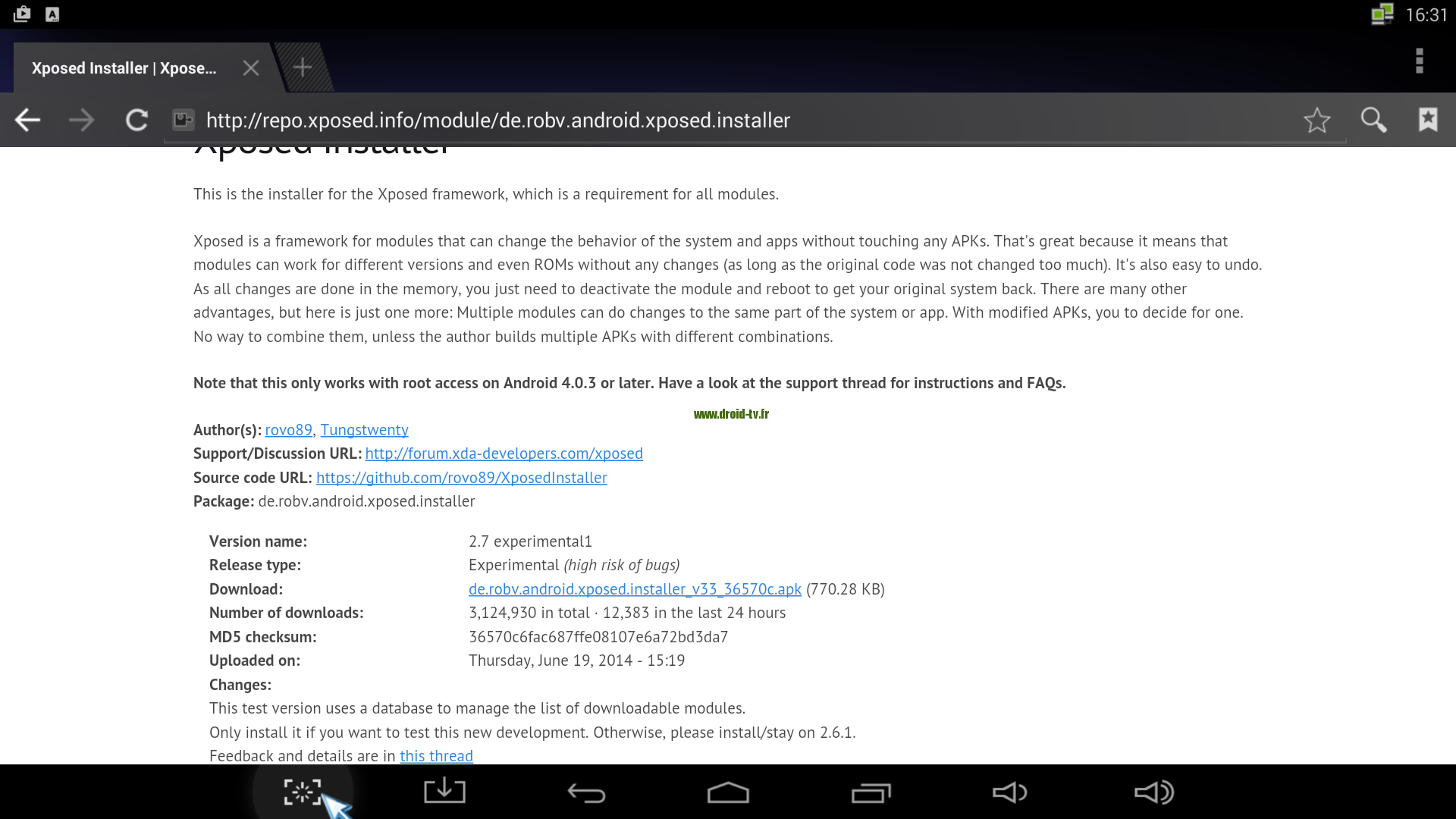 Accès Xposed Droid-TV.fr