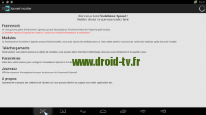 Menu principal Xposed Framework Droid-TV.fr