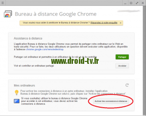 Activation connexions a distance Chrome Desktop Remote Droid-TV.fr