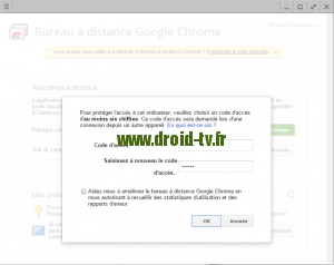 Definir code pin Chrome Remote Desktop Droid-TV.fr