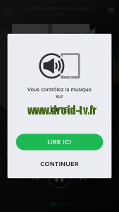 Message Spotify controle musique Droid-TV.fr