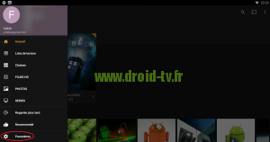 Acces aux parametres sur Plex pour Android par Droid-TV.fr