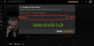 Corriger les informations jaquette affiche Plex Media Server Droid-TV.fr